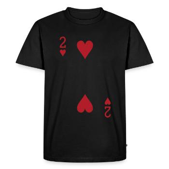Cards Heart Two Skat Poker Double Head - Men's Premium Organic T-Shirt - black - Front - Nico (187cm)
