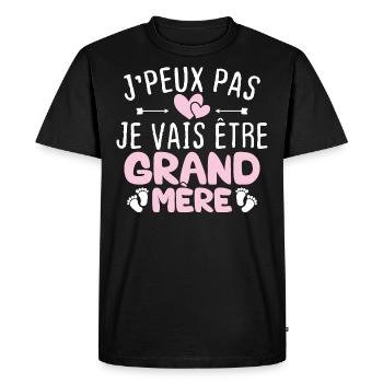 Je peux pas je vais être grand mère - T-shirt Premium bio Homme - noir - Devant - Nico (187cm)