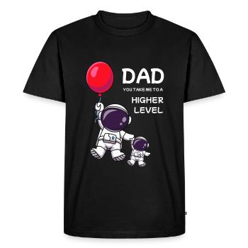 Père Papa Fête des pères Anniversaire Famille Fils Ballon - T-shirt Premium bio Homme - noir - Devant - Nico (187cm)