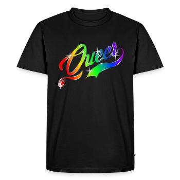Queer LGBT Rainbow Gay Pride CSD - Men's Premium Organic T-Shirt - black - Front - Nico (187cm)