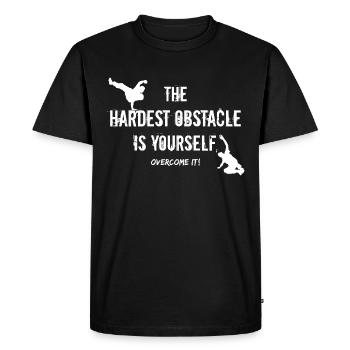 Hardest Obstacle Is Yourself Parkour Running Spell - Men's Premium Organic T-Shirt - black - Front - Nico (187cm)