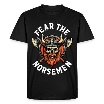 Craignez les Nordiques - Crâne viking - T-shirt Premium bio Homme - noir - Devant - Nico (187cm)