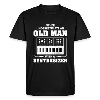 Never underestimate an old man synthesizer - Men's Premium Organic T-Shirt - black - Front - Nico (187cm)