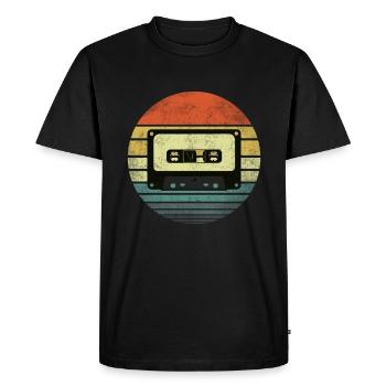 Cassette Audio Musique HiFi Sunset Design Rétro - T-shirt Premium bio Homme - noir - Devant - Nico (187cm)