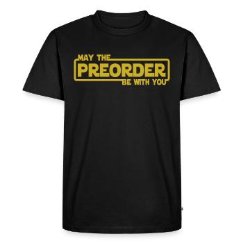 May the Preorder be with you - Pre-order - Men's Premium Organic T-Shirt - black - Front - Nico (187cm)