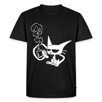 Coffee Cat - T-shirt Premium bio Homme - noir - Devant - Nico (187cm)