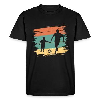 Vater und Sohn Fußball vintage - Männer Premium Bio T-Shirt - Schwarz - Vorne - Nico (187cm)