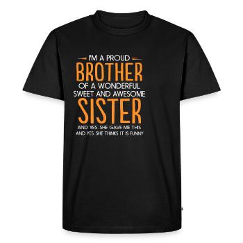 Je suis un fier frère - T-shirt Premium bio Homme - noir - Devant - Nico (187cm)