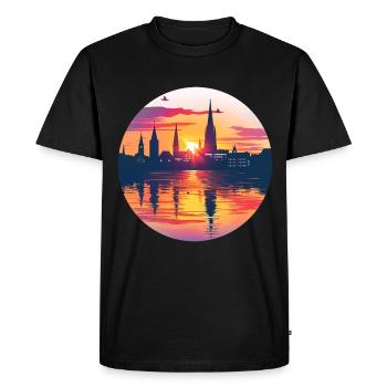 Bielefeld Skyline - Men's Premium Organic T-Shirt - black - Front - Nico (187cm)