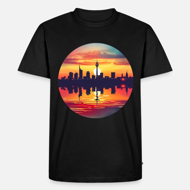 Düsseldorf Skyline - Männer Premium Bio T-Shirt - Schwarz