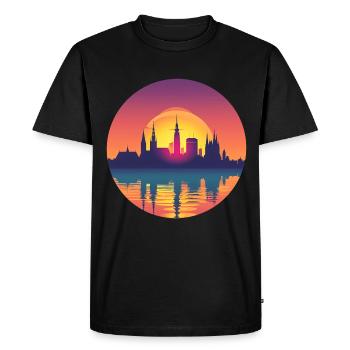 Gera Skyline - Men's Premium Organic T-Shirt - black - Front - Nico (187cm)