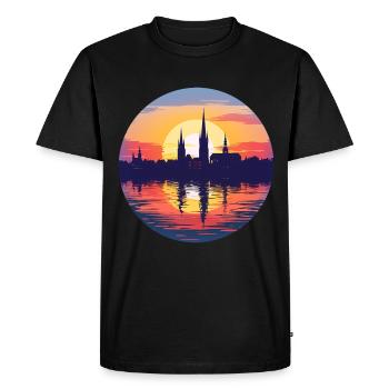 Erfurt Skyline - Men's Premium Organic T-Shirt - black - Front - Nico (187cm)