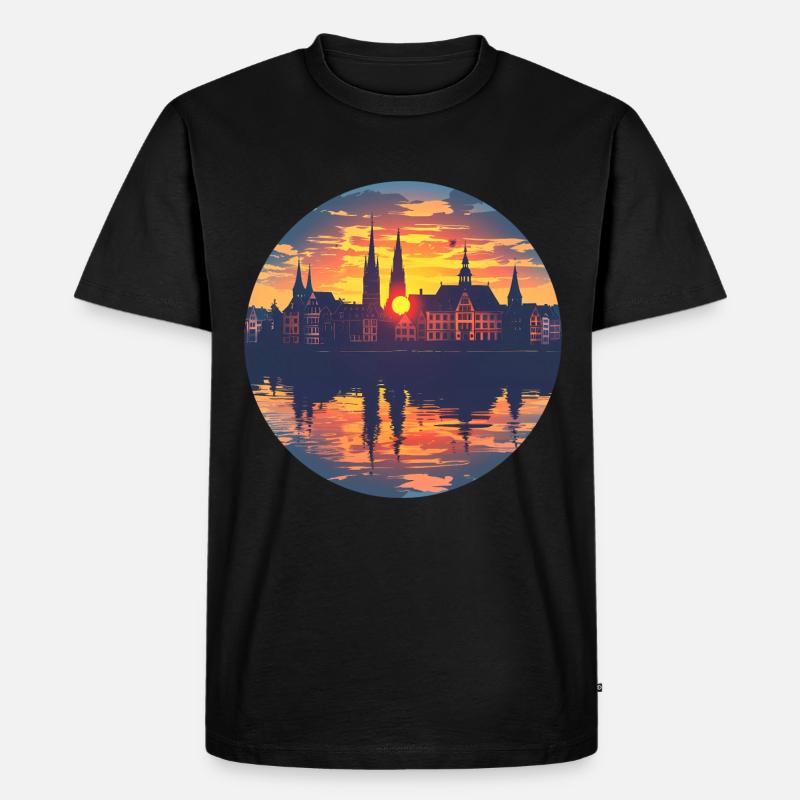 Freiburg Skyline - Männer Premium Bio T-Shirt - Schwarz