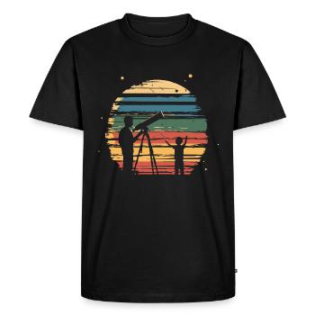 Father Son Telescope Astronomy Vintage - Men's Premium Organic T-Shirt - black - Front - Nico (187cm)