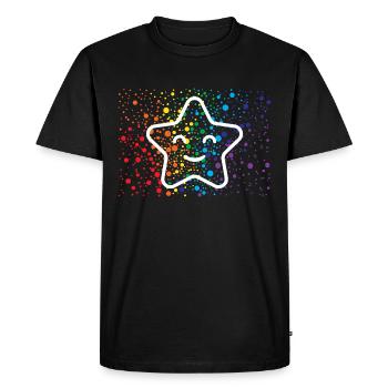 Étoile qui rit et éclaboussures de couleur - T-shirt Premium bio Homme - noir - Devant - Nico (187cm)