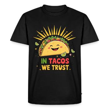 In Tacos We Trust - Cheerful Taco Design - Men's Premium Organic T-Shirt - black - Front - Nico (187cm)