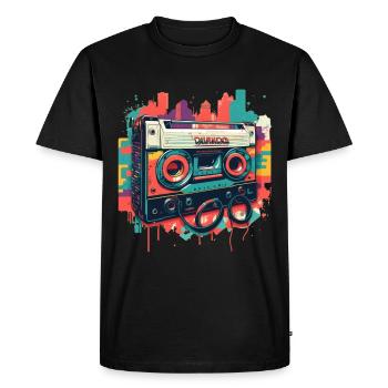 Mixtape rétro - T-shirt Premium bio Homme - noir - Devant - Nico (187cm)