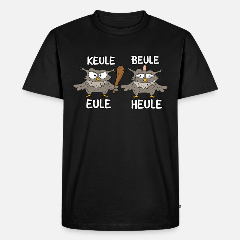 Keule Beule Eule Heule - Männer Premium Bio T-Shirt - Schwarz