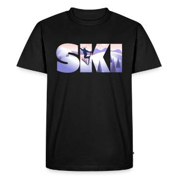 Skieur cadeau moderne de sport de plein air - T-shirt Premium bio Homme - noir - Devant - Nico (187cm)