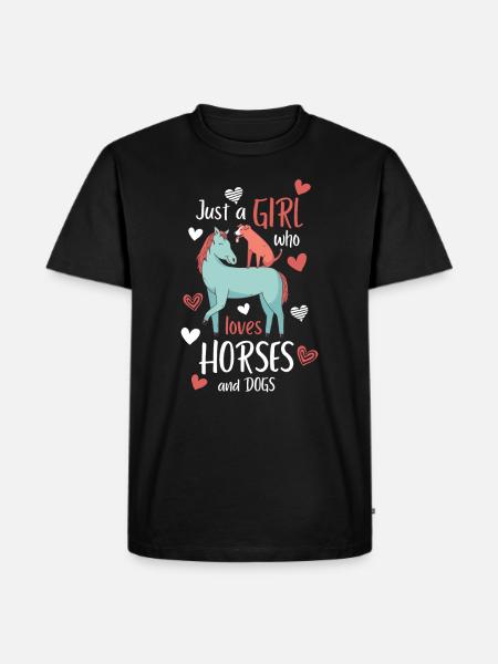 Ein Mädchen, das Pferde und Hunde liebt - Herre Premium økologisk T-shirt - sort