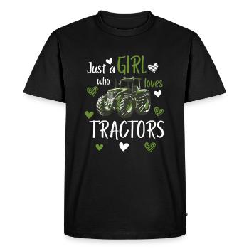 A girl who loves tractors village child gift - Men's Premium Organic T-Shirt - black - Front - Nico (187cm)