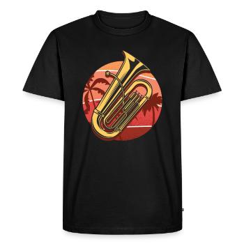 Tuba gift, sunny tuba on the beach, orchestra - Men's Premium Organic T-Shirt - black - Front - Nico (187cm)