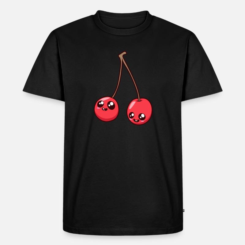 Kawaii Comic Kirsche - Männer Premium Bio T-Shirt - Schwarz