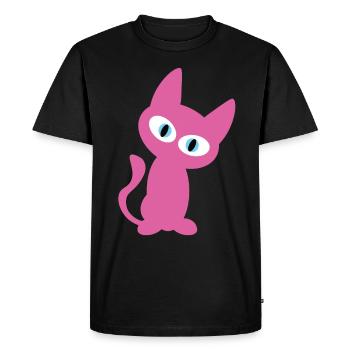 Pink / Pink Cat - the cool cat design - Men's Premium Organic T-Shirt - black - Front - Nico (187cm)