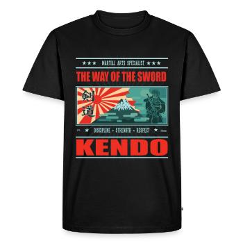 Kendo la voie de l’épée - Chemise de combat à l’épée - T-shirt Premium bio Homme - noir - Devant - Nico (187cm)