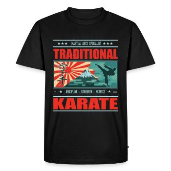 Cool Traditional Karate T-Shirt with Kanji - Men's Premium Organic T-Shirt - black - Front - Nico (187cm)