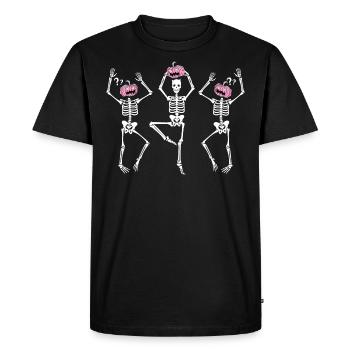 Drôle de squelettes dansants Ballerine d’Halloween - T-shirt Premium bio Homme - noir - Devant - Nico (187cm)