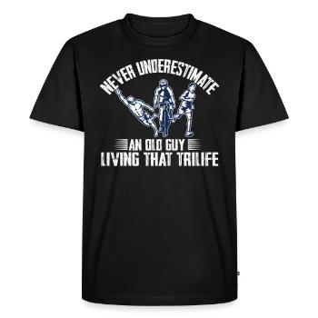 Never underestimate an old man triathlon - Men's Premium Organic T-Shirt - black - Front - Nico (187cm)