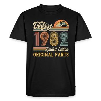 Vintage 1982 édition limitée pièces d’origine - T-shirt Premium bio Homme - noir - Devant - Nico (187cm)