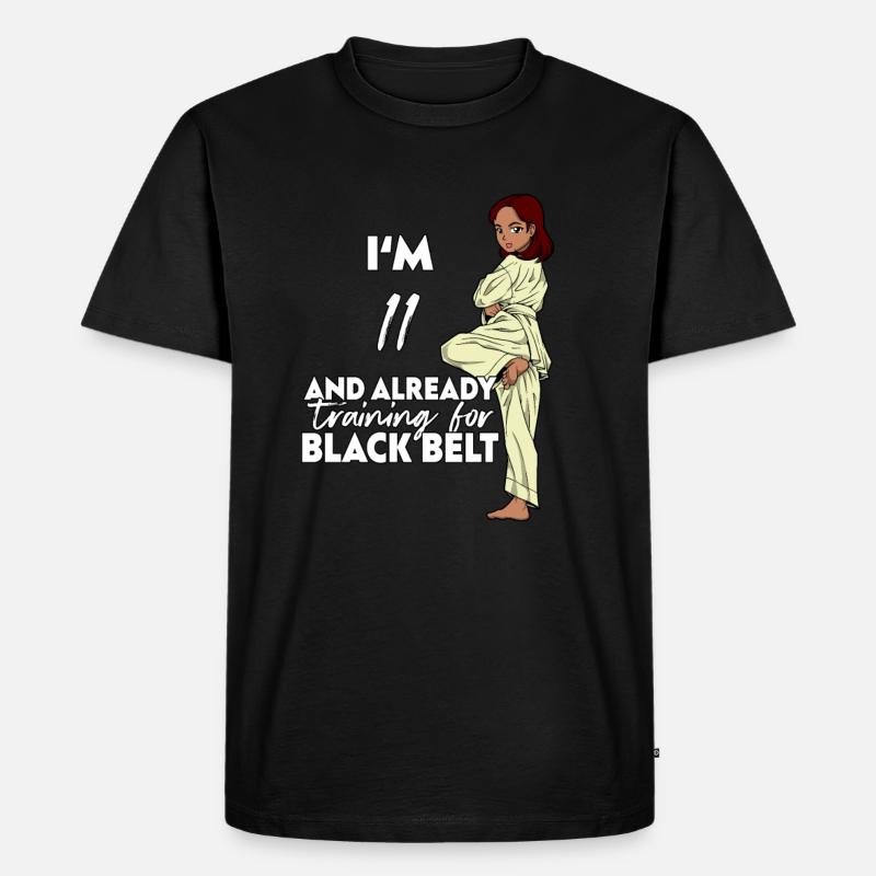 Ich bin 11 - Mädchen Karate - Männer Premium Bio T-Shirt - Schwarz