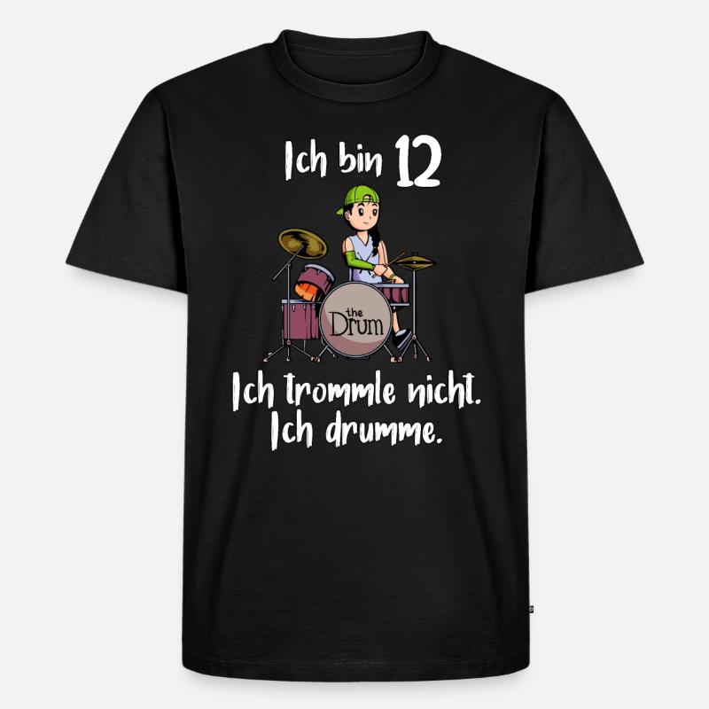 Ich bin 12 - Mädchen Schlagzeuger - Männer Premium Bio T-Shirt - Schwarz