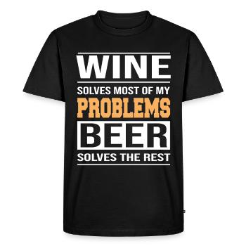 Le vin résout la plupart de mes problèmes - T-shirt Premium bio Homme - noir - Devant - Nico (187cm)