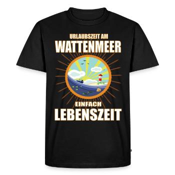 Urlaubszeit am Wattenmeer - einfach Lebenszeit - Männer Premium Bio T-Shirt - Schwarz - Vorne - Nico (187cm)