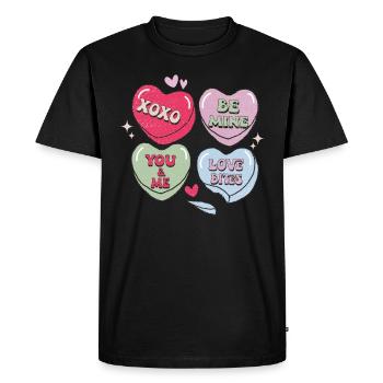 Candy Hearts Retro Valentine's Day - Men's Premium Organic T-Shirt - black - Front - Nico (187cm)