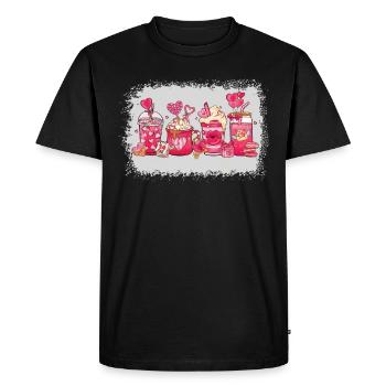 Tasse de chocolat chaud de la Saint-Valentin Moka - T-shirt Premium bio Homme - noir - Devant - Nico (187cm)
