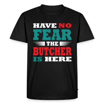 N’ayez pas peur que le boucher soit là Outfit - T-shirt Premium bio Homme - noir - Devant - Nico (187cm)