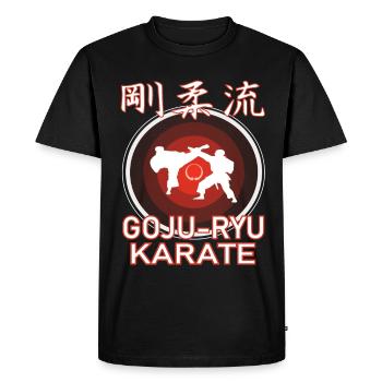 The cool Goju-ryu Karate martial arts outfit, - Men's Premium Organic T-Shirt - black - Front - Nico (187cm)