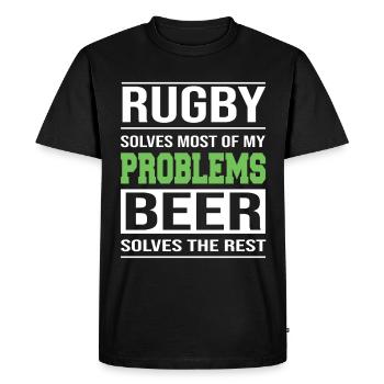 Le rugby résout la plupart de mes problèmes - T-shirt Premium bio Homme - noir - Devant - Nico (187cm)