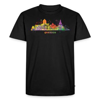 Dresdener Zwinger Skyline Bunt Stadtbild Dresden - Men's Premium Organic T-Shirt - black - Front - Nico (187cm)