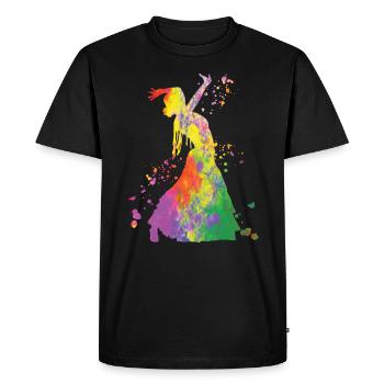 Femme flamenco avec robe flamenco - T-shirt Premium bio Homme - noir - Devant - Nico (187cm)