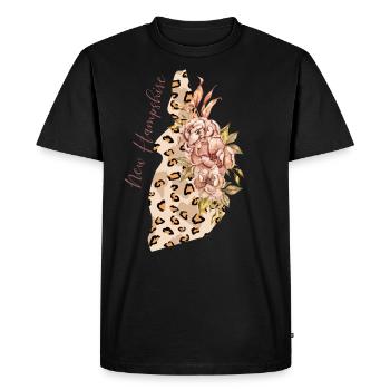 New Hampshire Leopard Pattern Map Leo - Men's Premium Organic T-Shirt - black - Front - Nico (187cm)