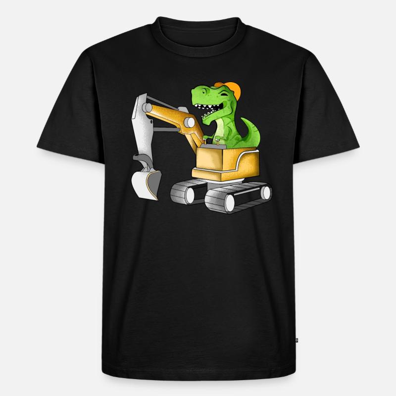 TREX fährt Bagger - Baggerfahrer - Männer Premium Bio T-Shirt - Schwarz