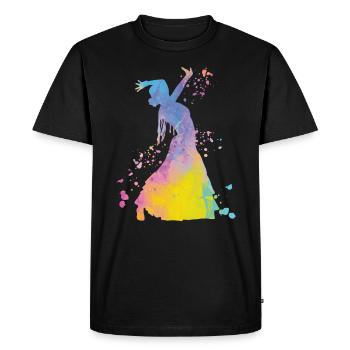 Femme flamenco avec robe flamenco - T-shirt Premium bio Homme - noir - Devant - Nico (187cm)