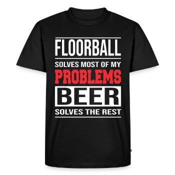 Le floorball résout la plupart de mes problèmes - T-shirt Premium bio Homme - noir - Devant - Nico (187cm)