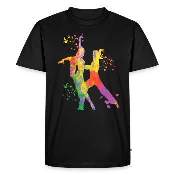 Danseur d’aquarelle de couple de danse latine - T-shirt Premium bio Homme - noir - Devant - Nico (187cm)