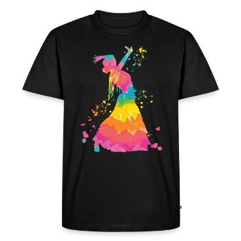Femme flamenco avec robe flamenco - T-shirt Premium bio Homme - noir - Devant - Nico (187cm)